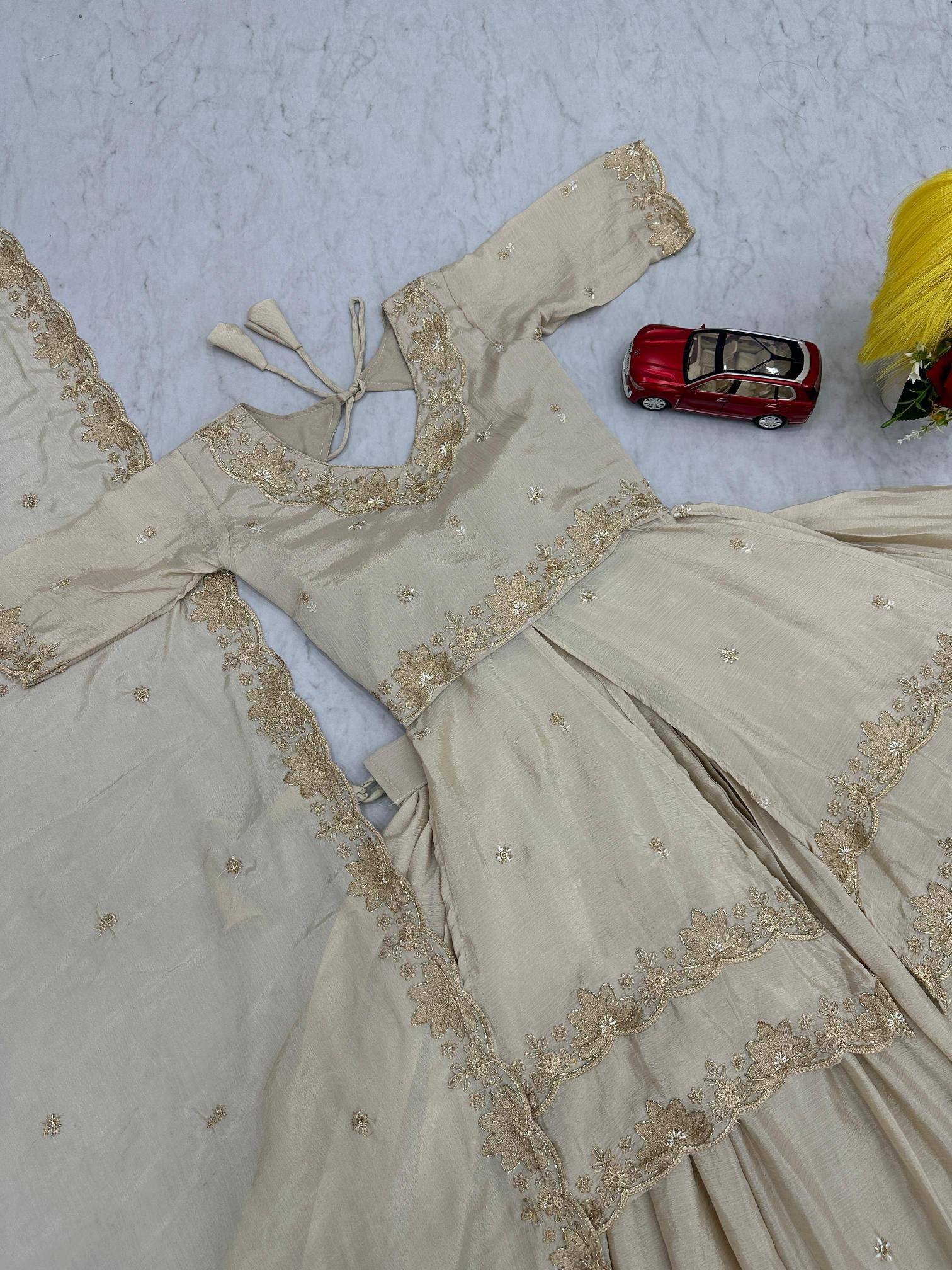 Launching Wedding wear PC 552 Chinon White Cheap lehenga choli wholesale